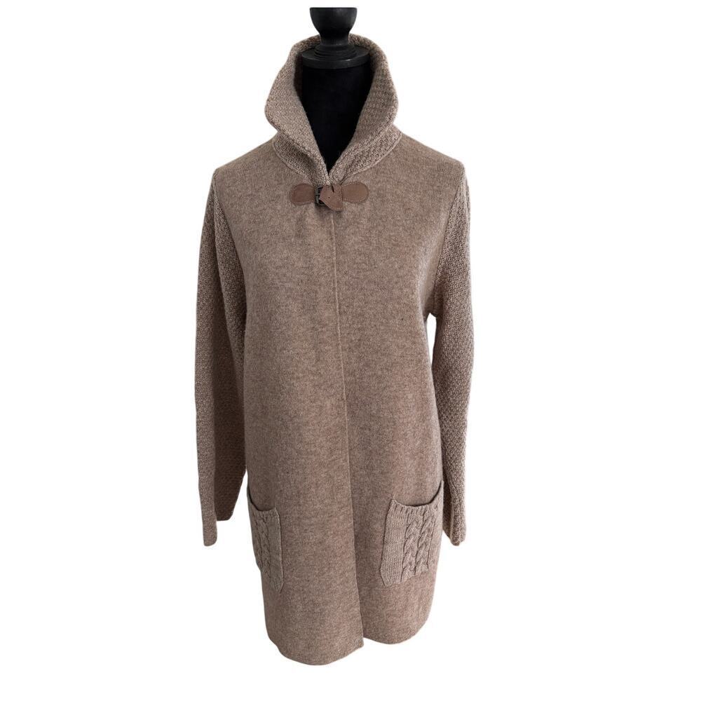 Aida Made in Italy wool belted coat size L taupe